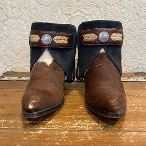 Handcrafted Calf Hair Western Cowgirl Ankle Boots